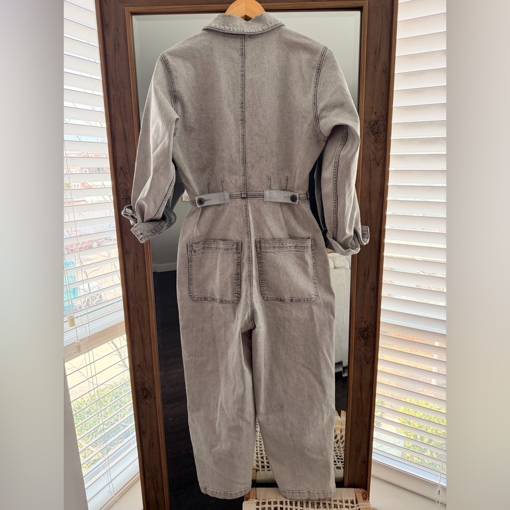 Free People Light Black Wash Denim Button Down Jumpsuit - Picture 4 of 7